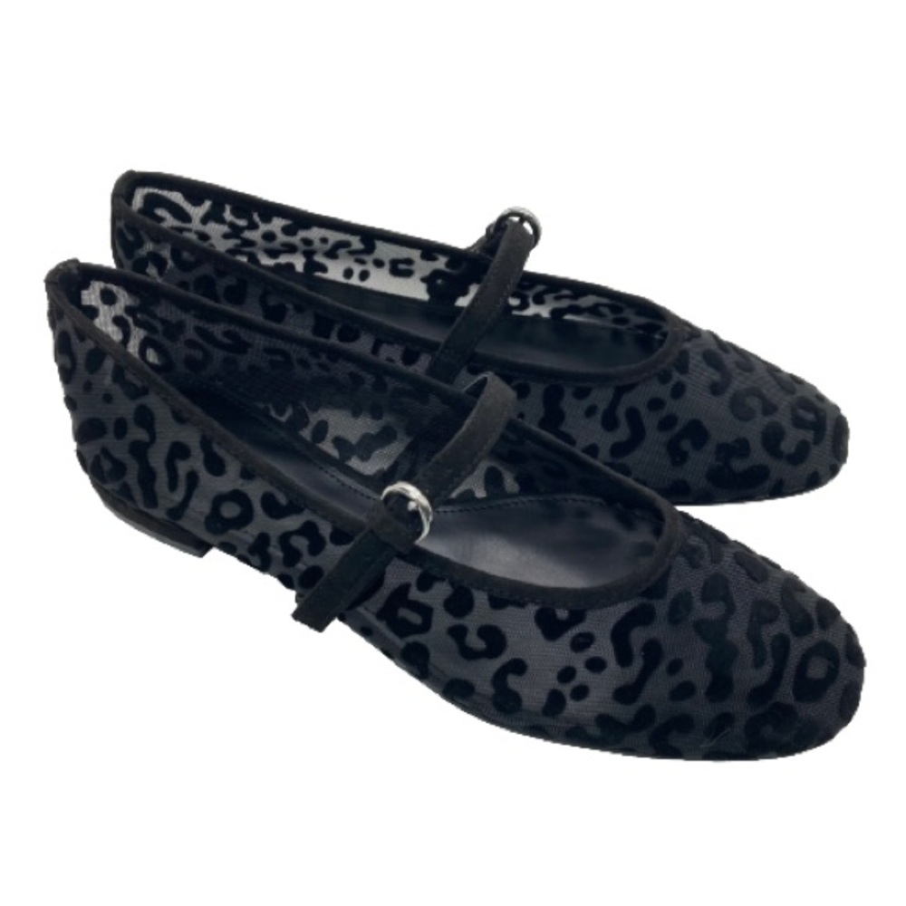 J. Crew Factory Black Leopard mesh Mary Jane flats 8 - Picture 6 of 10